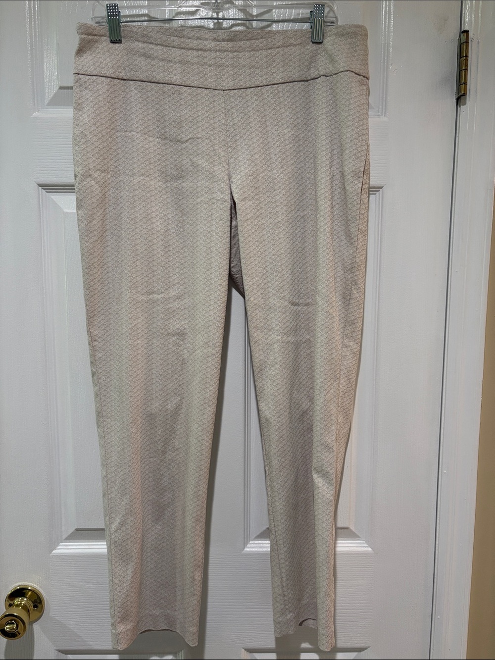 Mario Serrani Cream Textured Straight-Leg Pull-On Pants